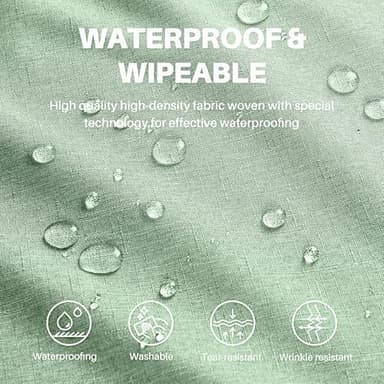 IVAPUPU Textured Linen Table Cloth for Rectangle Table - Sage Green Tablecloths Rectangular Waterproof Wrinkle Free Wipeable Dining Cover for Spring Wedding Birthday Kitchen Decor, 60 x 120 Inch - Image 4