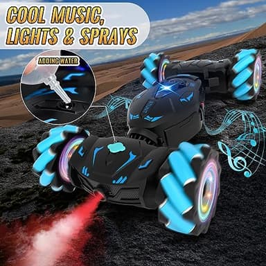 Pristar RC Cars Gesture Sensing Stunt Car, Best Gifts for Boys 6-12, 2.4Ghz Remote Control Car Toys for Boys Age 6 7 8 9 10 11 12, Double Sided Flip 360° Rotate 4WD Off-Road with Spray Lights Music - Image 3
