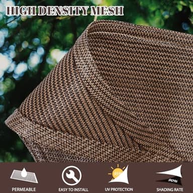 Cool Area Sun Shade Sail 12x12x12FT Triangle Shade Canopy Outdoor Sunshade for Patio Backyard Garden, Brown - Image 2