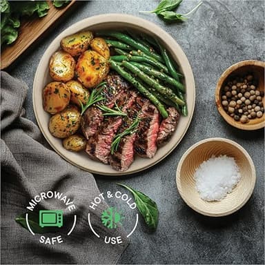 Paper Plates, 100% Compostable Heavy Duty Disposable 10 Inch Plate - [125-Pack] - {PFAS-Free} - {BPI Certified} Eco-Friendly, Biodegradable Bagasse - Image 4