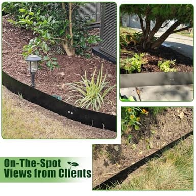 A ANLEOLIFE 6 Pack 40" LX 8" H Galvanized Steel Garden Landscape Edging, Bendable Hammer-in Metal Lawn Border with Gloves and 10 Stakes (20FT Total) (8 inch Tall, Black) - Image 3