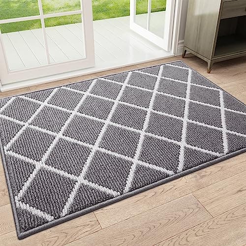 Finchitty Indoor Door Mat, Dirt Resistant and Absorbent, Low-Profile, Non-Slip, Washable Inside Floor Mats for Front Door, Back, and Entrance, 32" x 20", Grey - Image 1