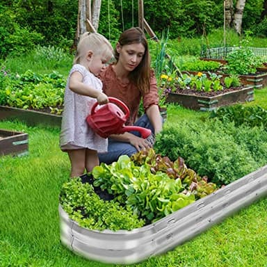 GADI Raised Garden Bed Kit for Vegetables Flower Galvanized Metal Planter Boxs Designed for Easy DIY and Cleaning Not Twist Or Rot (Silver) - Image 2