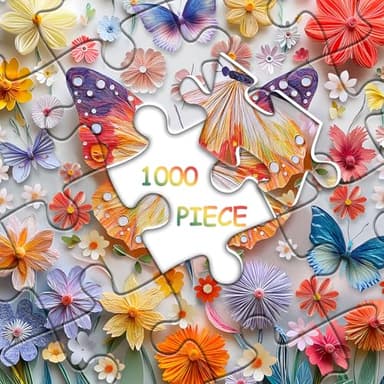Butterfly Puzzle for Adults 1000 Pieces, Colorful Wings Jigsaw Puzzle Garden Flower, Unique Paper Art Nature Animal Puzzle, Challenging Impossible Hard Puzzle for Adults - Image 5
