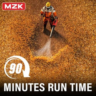 MZK 20V Brushless Leaf Blower, 600CFM Electric Cordless Leaf Blower with 4.0Ah Battery and Fast Charger, Lightweight for Patio Cleaning, Lawn Care, Blowing Fallen Leaves and Dust - Image 3