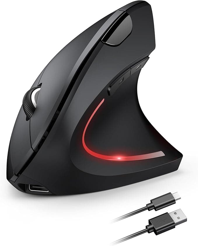 TECKNET Ergonomic Mouse Wireless, Echargeable Mouse Wireless Silent for Carpal Tunnel Right Hand, 2.4GHz USB-A Vertical Mouse for Laptop,5 Adjustable 4800 DPI, Computer,MacBook, Desktop(Not-USB-C - Image 1