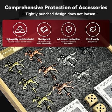 Large 23 inches Horse Racing Board Game with 11 Luxury Metal Horses, Foldable Wood Horse Race Board Game with 2 Sets of Dice, 2 Boxes of Cards for Parties and Gambling - Image 4