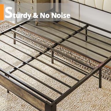 LIKIMIO Queen Bed Frame, Storage Headboard with Charging Station, Solid and Stable, Noise Free, No Box Spring Needed, Easy Assembly (Walnut and Beige) - Image 7