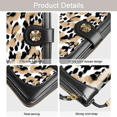 Coco Rossi Women Wallets Multi Card Case Wallet Clutch Wallet Card Holder Organizer Ladies Purse Wrist strap Purse, White Leopard - Image 5