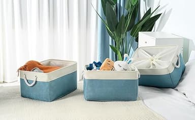 TheWarmHome Storage Baskets for Organizing - Extra Large 3 Pack 17x14x10 inch Storage Bins for Shelves Closet Nursery Bathroom Bedroom Baby Clothes Dog Toy Home Organization (White & Green) - Image 4