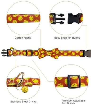 Yizepet Dog Collar with Bow Tie- Adjustable pet Collar for Dogs with Plastic Buckle Collar, Stylish Pattern for Small Medium or Large Boy and Girl Dog and Cat - Image 3