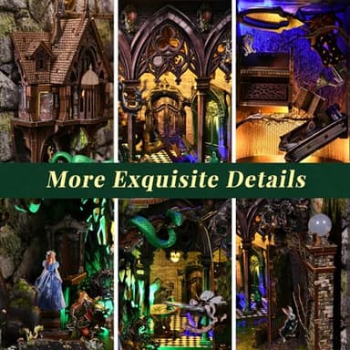 CCCDF Book Nook Kit, Booknook Kit with Dust Cover for Adult DIY Miniature House Kit 3D Wooden Puzzle Decorative Bookend Bookshelf Decor Gift for Women Teens (Alice Down The Rabbit Hole) - Image 3