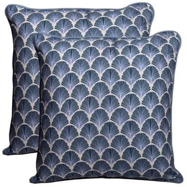 Ridhi Sky Shell Print Print Cotton Throw Pillow Covers for Decorative Couch Pillows for Living Room, Chic Boho Cute Outdoor Thanksgiving Pillows Covers Gifts 18x18 Inches - Image 1