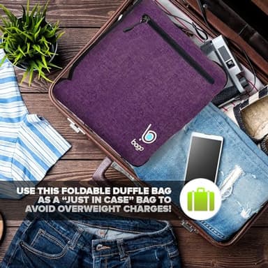 Bago Large Foldable Duffel Bags for Traveling Women & Men - 80L Packable Duffle Bag for Travel with Shoe Compartment - Water Repellant, Heavy Duty, Lightweight Folding & Collapsible (SnowDepPurple) - Image 6