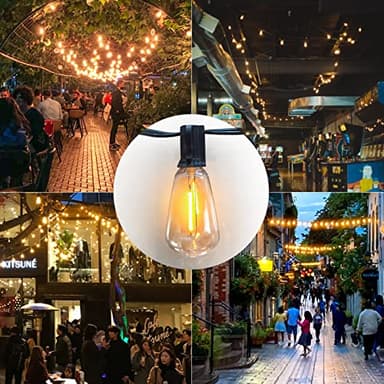 Achin 100FT Outdoor String Lights LED Dimmable Patio Lights String Waterproof with 50+3 Shatterproof Bulbs ST38 Vintage String Lights for Outside Gazebo Bistro Lights, 2200K Warm White - Image 5