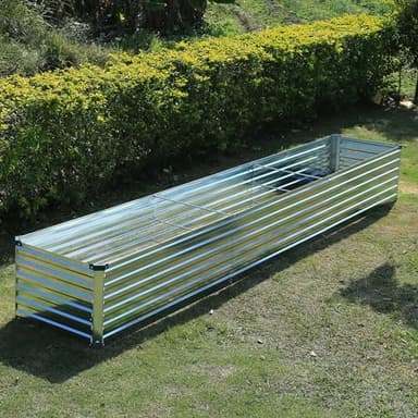 Foxlang 12x2x1.5ft Galvanized Raised Garden Bed,Outdoor Planter Box Metal Patio Kit Planting Bed for Vegetables Flowers Herb,Silver - Image 6