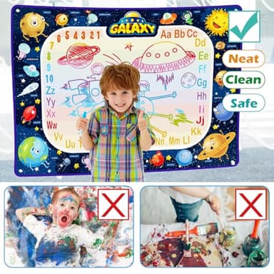 Jasonwell Aqua Water Doodle Mat 48 x 36 Inches Large Magic Drawing Doodling Mat Coloring Mat Educational Toys Christmas Birthday Gifts for Kids Toddler Boys Girls Age 2 3 4 5 6 7 8 Year Old (Galaxy) - Image 7