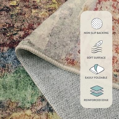 Lahome Modern Abstract Living Room Rug 8x10, Washable 8x10 Area Rugs for Bedroom Stain Resistant Non Slip, Large Red Soft Indoor Carpet for Dining Room Table Home Decor - Image 5