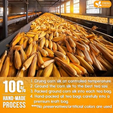 FreshDrinkUS, Premium 75 Tea Bags Corn Silk Tea, 100% Natural & Pure from Corn Silk. Corn Silk Herbal Tea. Clean Ingredients. Made with Natural Material Tea Bags. No Sugar, No Caffeine, Vegan. - Image 7