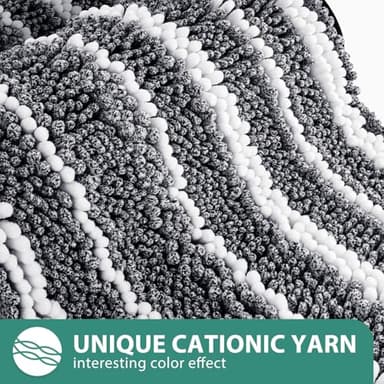 HOMEIDEAS Bathroom Rugs Sets 2 Piece, Cationic Dyed Chenille Extra Soft and Absorbent Non Slip Machine Washable Bath Mats (32"x20"+24"x17", Black) - Image 7