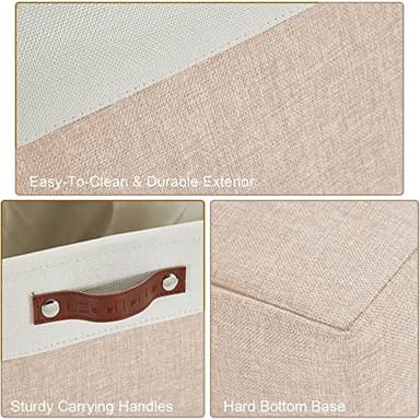 DECOMOMO Small Storage Basket, Closet Storage Bins, Baskets for Organizing Shelves (Beige & White, Small - 6 Pack) - Image 4