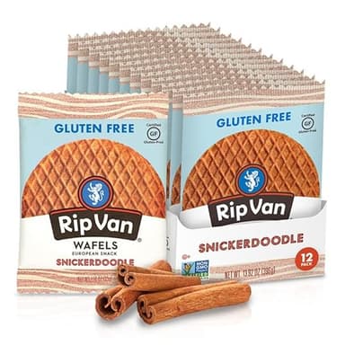Rip Van Gluten-Free Snickerdoodle Stroopwafel, Healthy Gluten-Free Snacks, Non-GMO Snacks, Low Sugar (6g), Low Calorie Snack, 12 Count - Image 1