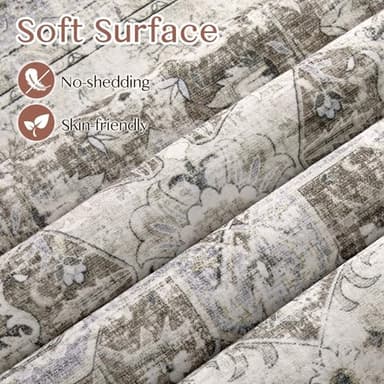 Tortania Area Rug Living Room Rugs - 8x10 Washable Boho Rug Vintage Oriental Distressed Farmhouse Large Thin Indoor Carpet for Living Room Bedroom Under Dining Table Home Office - Brown Blue - Image 4