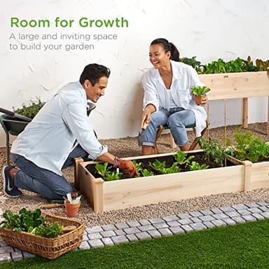 Best Choice Products 8x2ft Outdoor Wooden Raised Garden Bed Planter for Vegetables, Grass, Lawn, Yard - Natural - Image 2