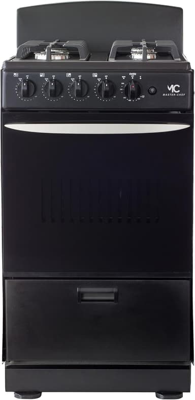 MC - 20" Black W Gas Space Saver Range with 2.4 CFT Oven Capacity - Italian SABAF Sealed Burners, 1 Ultra-Fast, 3 Fast – Easy to Clean, Iron Grates, Cool Knobs - L 21" W 20" H 41" - Image 1