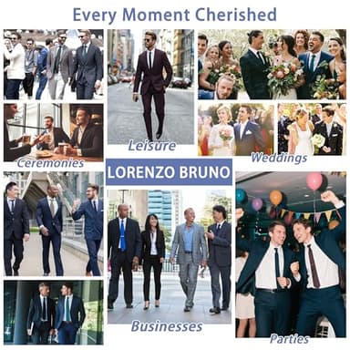 LORENZO BRUNO Mens Suit 2 Piece Black Suits for Men One Button Slim Fit Solid Jacket & Pants Tuxedo Set Business Wedding Party, Black, XL - Image 6