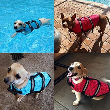 HAOCOO Dog Life Jacket Vest Saver Safety Swimsuit Preserver with Reflective Stripes/Adjustable Belt Dogs Pink Bone,L - Image 6