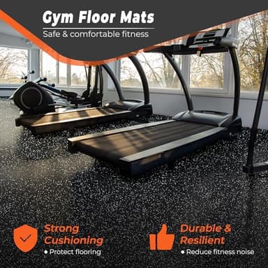 SUPERJARE 0.4'' Thick 24 Pcs 96 Sq Ft Rubber Top Exercise Equipment Mats, High Density EVA Foam Mats with Rubber Top, Interlocking Gym Flooring for Home Gym, Protective Workout Mat, Black/Grey - Image 4