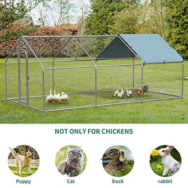 YITAHOME Large Metal Chicken Coop with Waterproof Cover, 19.68'L x 9.84'W x 6.49'H Walk-in Poultry Cage with Run, Chicken Hen Run Duck House Rabbits Cage for Outdoor Backyard Farm Use-3 Cages - Image 3