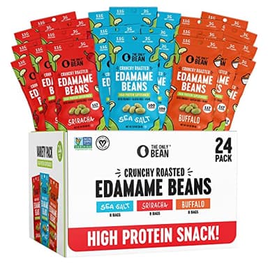 The Only Bean Crunchy Roasted Edamame - Healthy Snacks for Adults and Kids (Variety Pack), Low Carb Keto Snack Food, Vegan Gluten Free High Protein Snacks (11g), Office Snack, 0.9oz 24 pack - Image 1