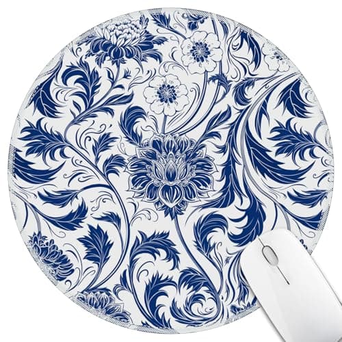 Hancynir Floral Flower Mouse Pad for Desk, Small Cute Mousepad with Non-Slip Base, Round Mouse Pads for Wireless Mouse Laptop Gaming, Computer Mouse Mat for Office Decor Desk Accessories Supplies - Image 1