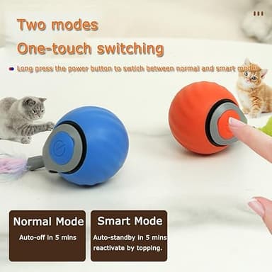 ugdurwp 2Packs Speedy 2.0 Tail Cat Toys for Bored Indoor Adult Cats,2025 New Generation Interactive Cat Toys for Indoor Cats,Automatic Moving Ball with Tail,Blue and Orange - Image 3