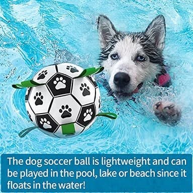 QDAN Dog Toys, Soccer Ball with Straps, World Cup Interactive Toys for Tug of War, Puppy Birthday Gifts, Water Toy, Durable Dog Balls for Medium Large (8 Inch) - Image 4