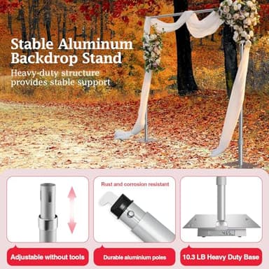 EMART 10x10ft Heavy Duty Backdrop Stand Kit, Adjustable Pipe and Drape Photo Booth Frame for Wedding, Party, Christmas, Birthday Decorations - Image 6