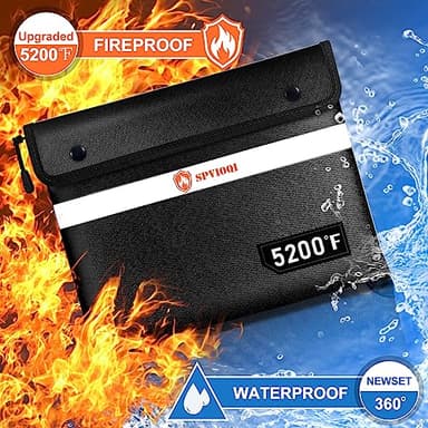 Fireproof Document Bag 5200°F with Heat Insulated, Fireproof Money Bag for Cash with Zipper and Reflective Strip, 14.2” X 11” Fireproof Safe Storage Pouch for Valuables - Image 7