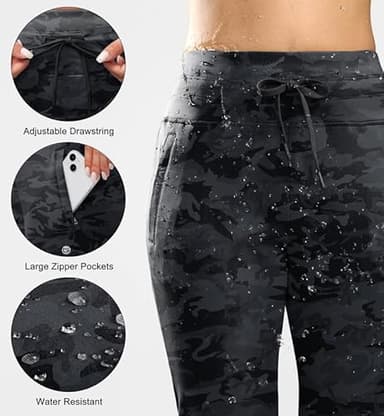 G Gradual Women's Fleece Lined Joggers High Waisted Water Resistant Thermal Winter Sweatpants Running Hiking Pockets(Grey Camo, XS) - Image 4