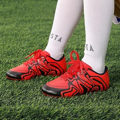 DREAM PAIRS Boys Girls Soccer Cleats Youth Firm Groud Baseball Cleats Sport Athletic Outdoor Trainning Football Shoes for Little/Big Kid,Size 10 Toddler,Red/Black/Silver,160472-K - Image 5