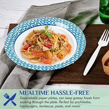 MUCHII 8.375 Inch Disposable Paper Plates, 300 Count Soak and Cut Proof Printed Paper Plates for Daily Use, Holiday for Family Gatherings, Parties, Picnic - Image 7