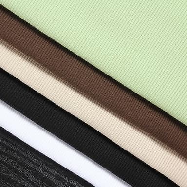 Artfish Women's Sleeveless Shirt Ribbed Fitted Scoop Neck Basic Long Crop Tank Top Square Cotton White, M - Image 5