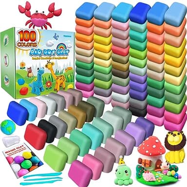 ESSENSON Air Dry Clay 100 Colors, Modeling Clay for Kids, DIY Molding Magic Clay, Gift for Kids - Image 1