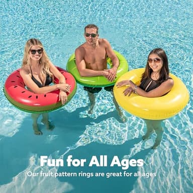 JOYIN Inflatable Swim Tube Raft (3 pack) with Summer Fruits Painting, Pool Toys for Swimming Pool Party Decorations - Image 4