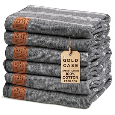 Gold CASE LYCIA Turkish Beach Towel Set of 6 – 100% Cotton Turkish Beach Towels Bulk 70 x 38'' – LYCIA Oversized, Quick Dry & Sand Free Beach Towel – Lightweight Towels Set in Black - Image 1