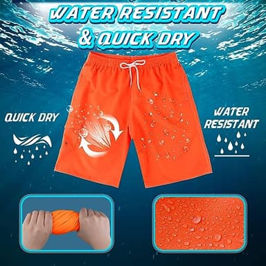 Srnede Mens Swim Trunks Swimming Trunks Swim Shorts Quick Dry 11 Inch with Mesh Lining Funny Swimwear Bathing Suits Neon Orange - Image 4