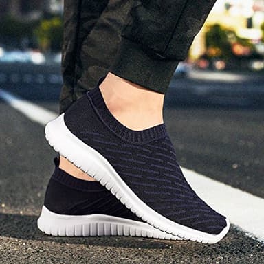 TIOSEBON Women's Walking Shoes Lightweight Mesh Slip-on- Breathable Sneakers All Black 7.5 US Wdie - Image 6