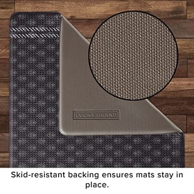 Lucky Brand Printed Wellness Mat - Cushioned Comfort Kitchen Mat - Easy to Clean - Anti-Fatigue & Skid-Resistant - 12mm Santa Teres Print 18" x 30" - Black and White - Image 5