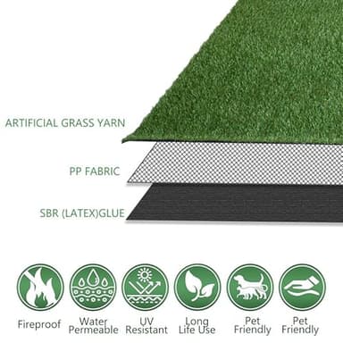 Petgrow Artificial Turf Synthetic Grass 4 X 6 Feet,Fake Faux Grass Rug 0.8" Pile Height Fake Lawn Indoor Outdoor Realistic Turf,4-Tone/Soft, with Drainage Holes & Rubber Backing/Custom Size - Image 2
